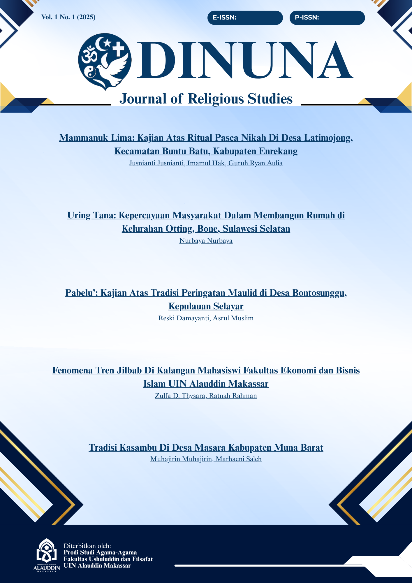 					View Vol. 1 No. 1 (2025): Journal of Religious Studies
				